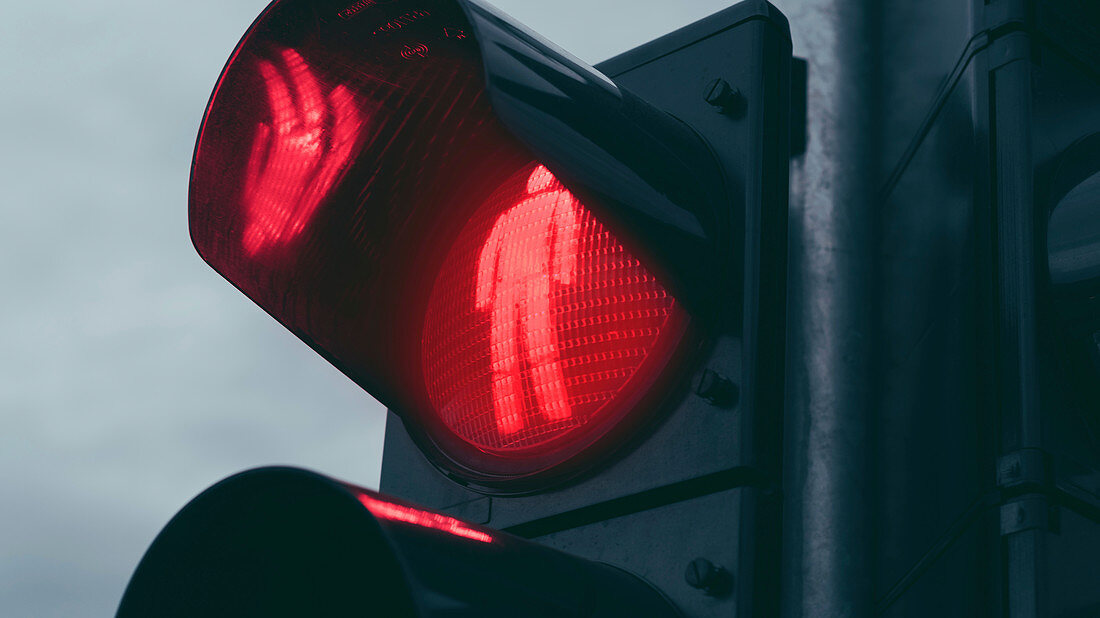 Red traffic light for pedestrians