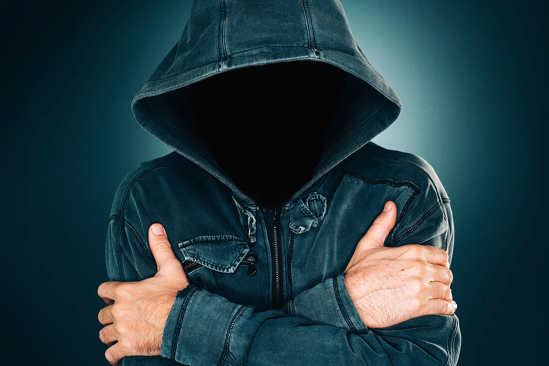 Mysterious suspicious faceless man with hoodie
