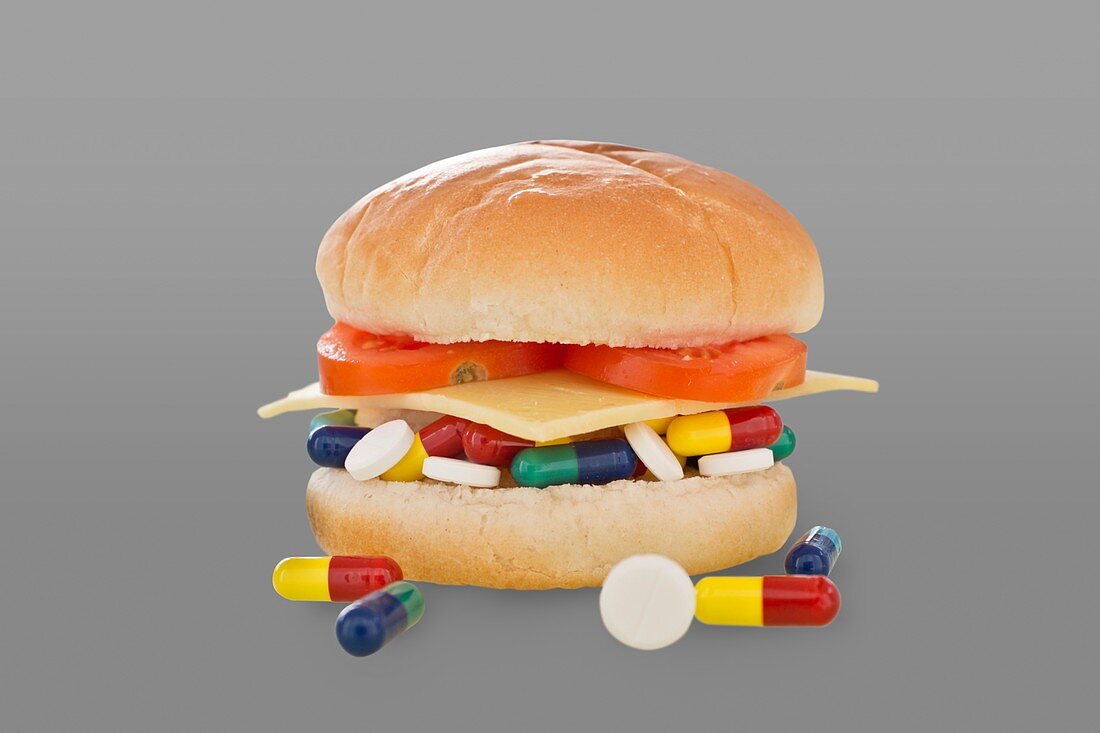 Pills in a burger, antibiotics in food