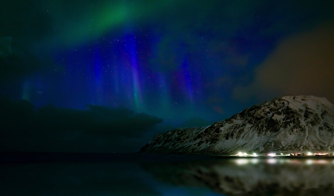Northern lights, Skagsanden beach, Lofoten Islands, Norway