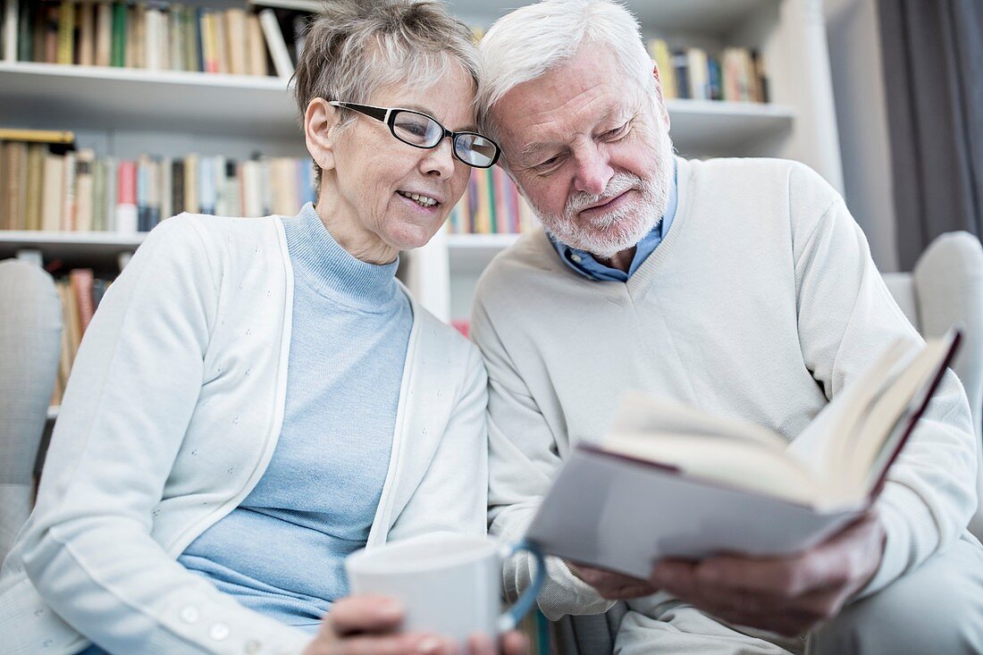 Senior couple reading book