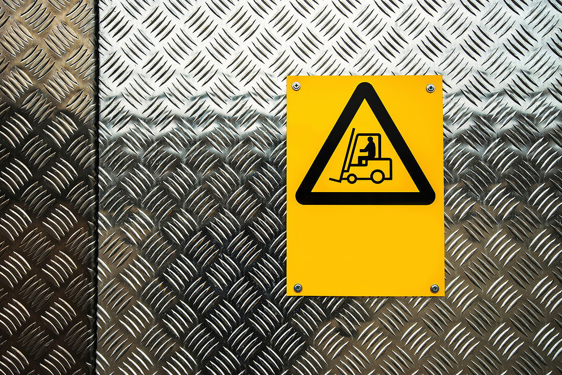 Fork lift truck warning sign
