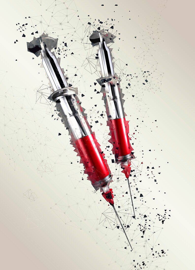Two medical syringes, illustration