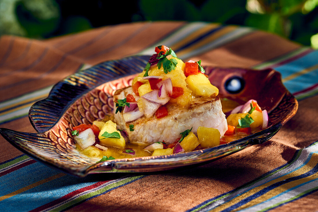 Swordfish with pineapple salsa