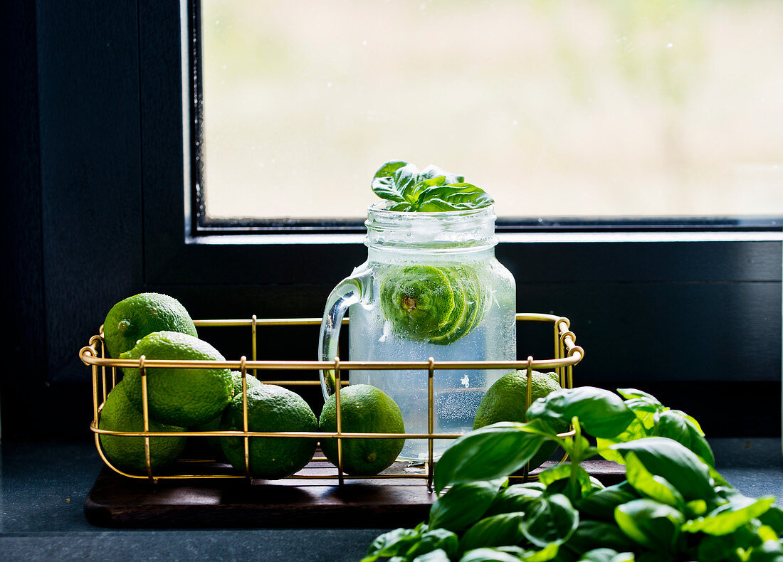 Lime basil lemonade