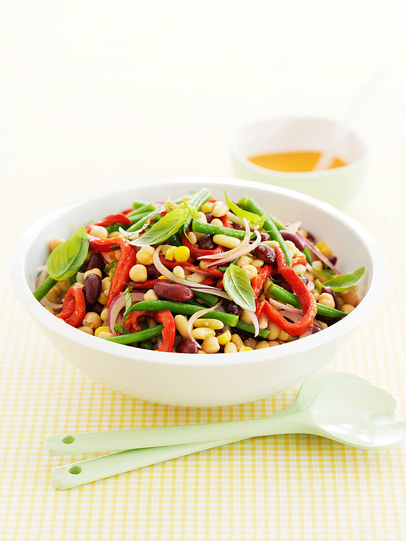 Mixed bean salad with tomato dressing
