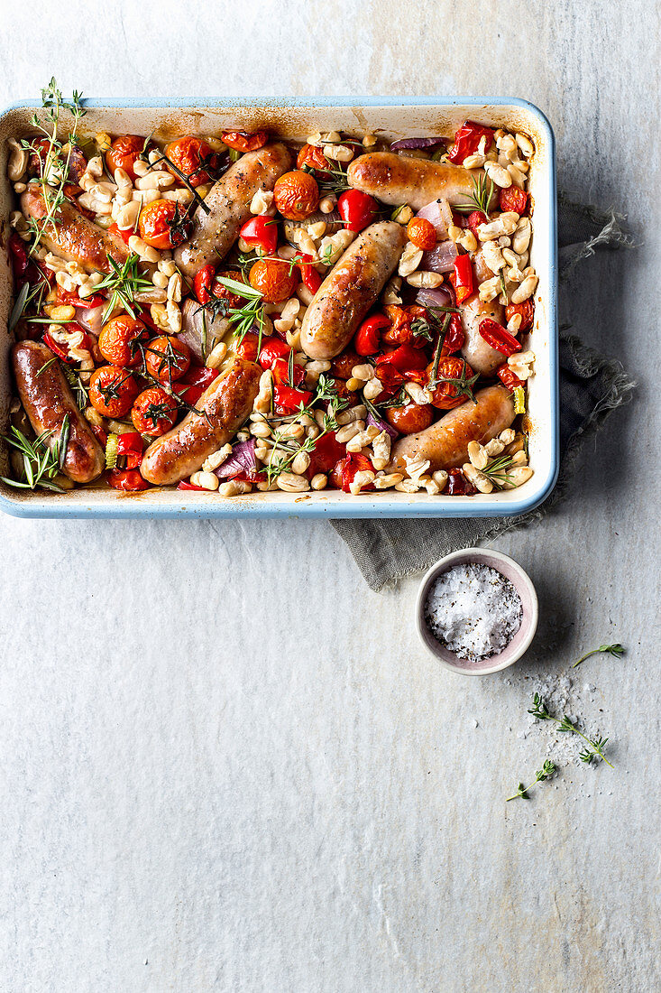 Pork banger and cannellini bean