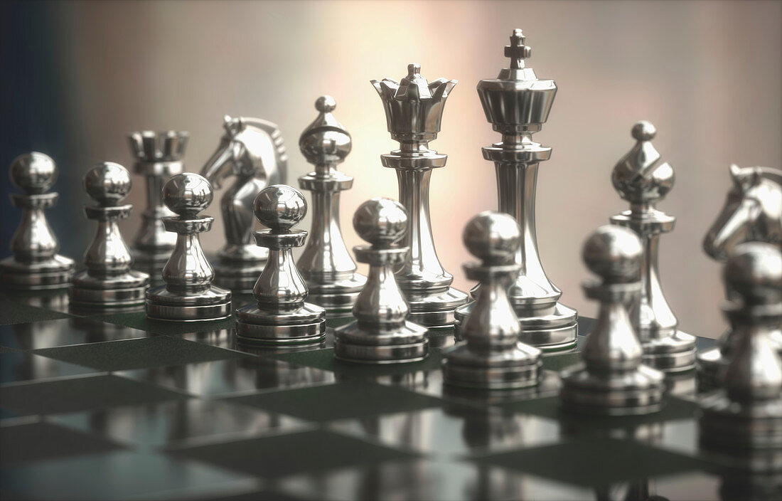 Chess pieces on board, illustration
