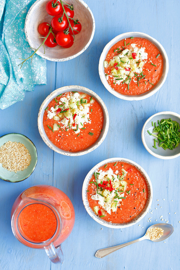 Gazpacho with goat's cheese