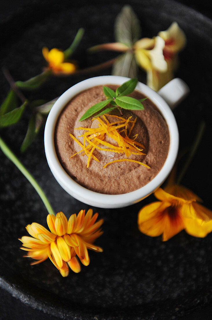 Mousse au chocolate with orange zest