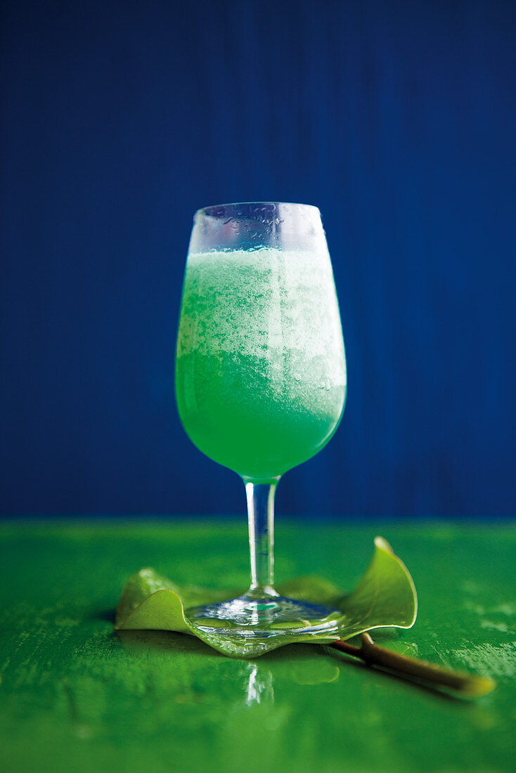 Caribbean Green Poison with orange juice, vodka and peppermint liqueur