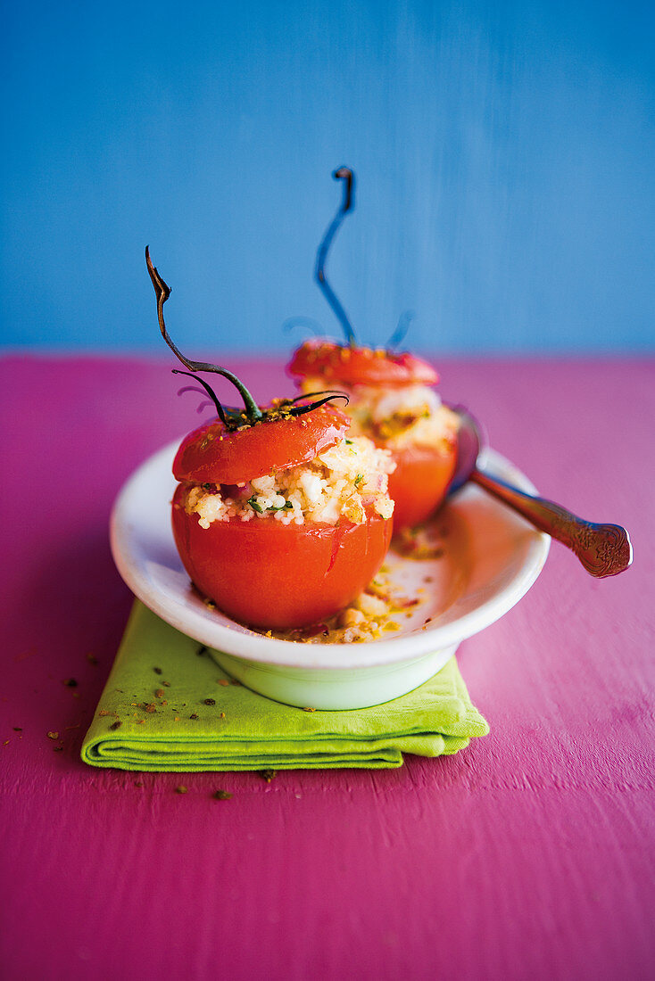 Stuffed couscous tomatoes with goat's cheese