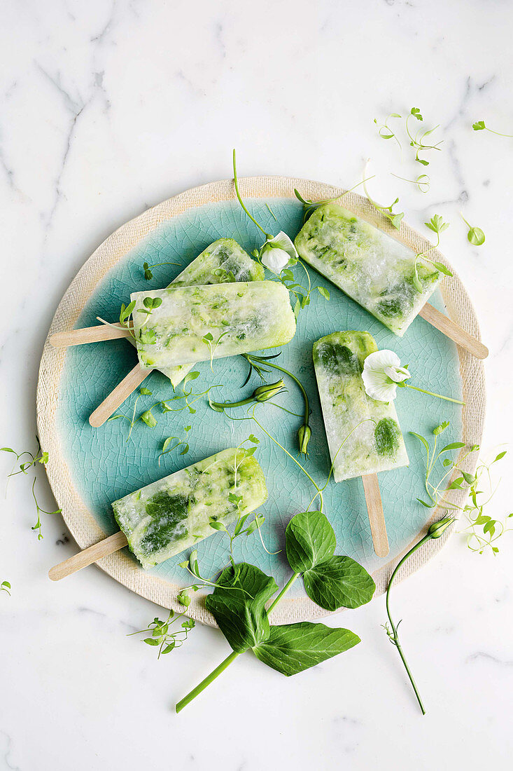 Zucchini-Limonaden-Minzeis am Stiel