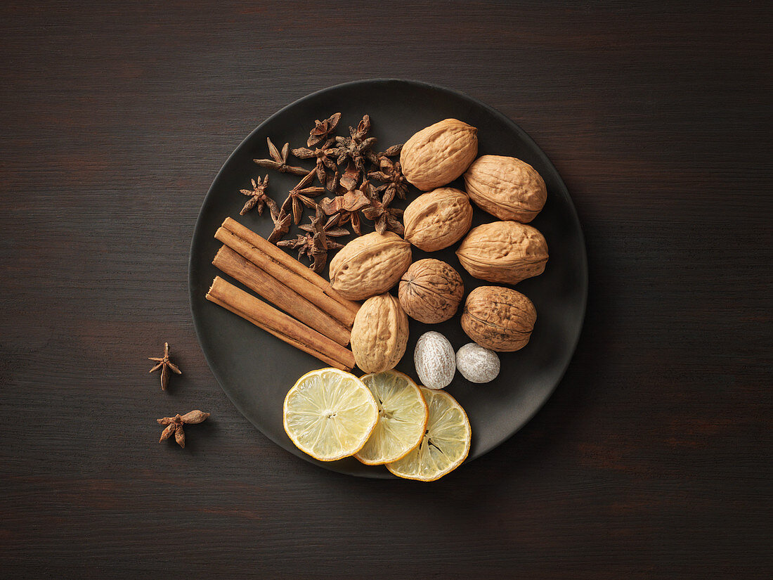 Walnuts, cinnamon and staranise