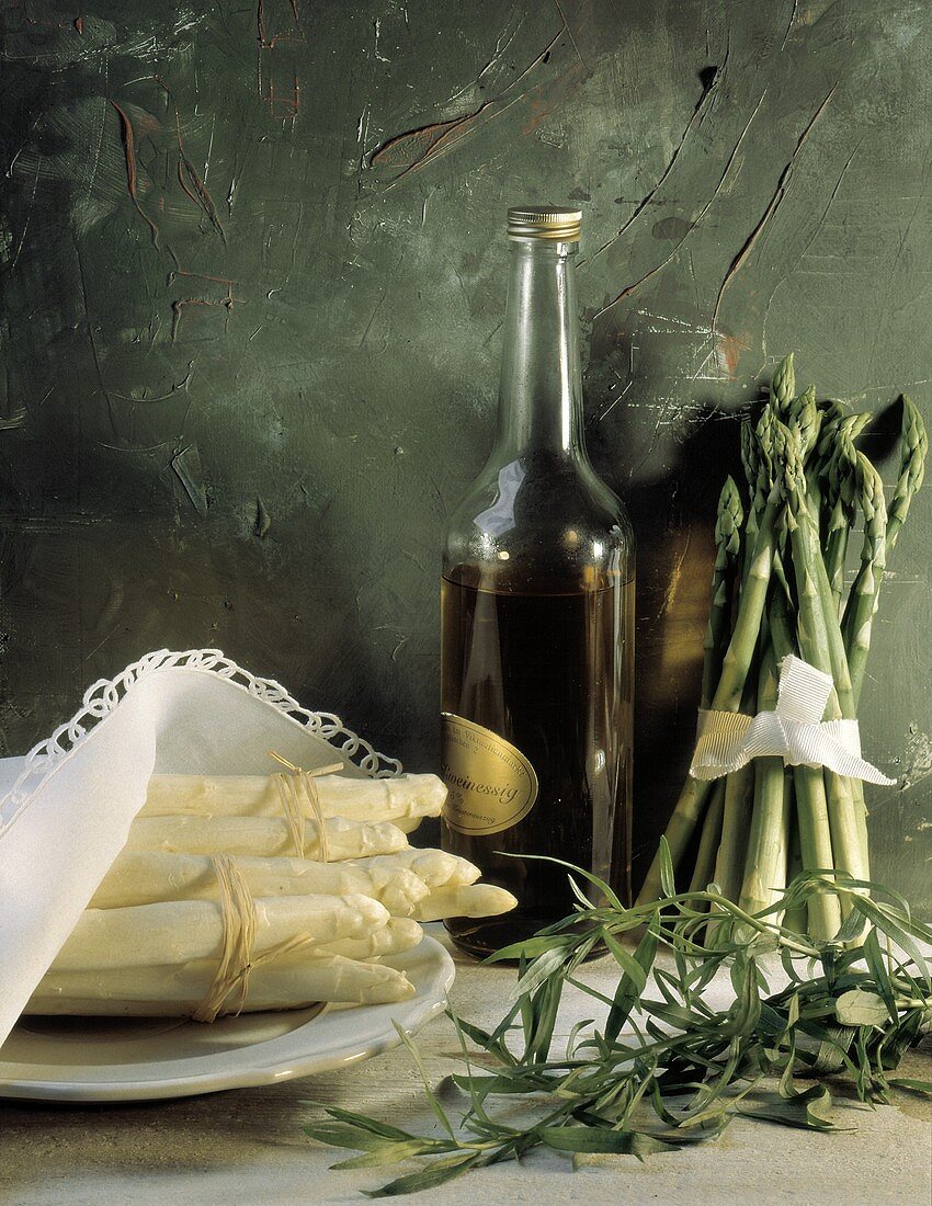 White and Green Asparagus with Fresh Herb and Vinegar