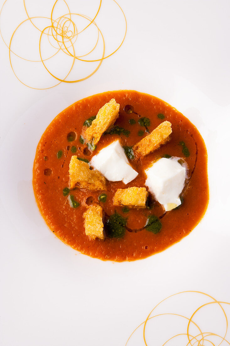 San Marzano tomato soup with ciabatta crisps