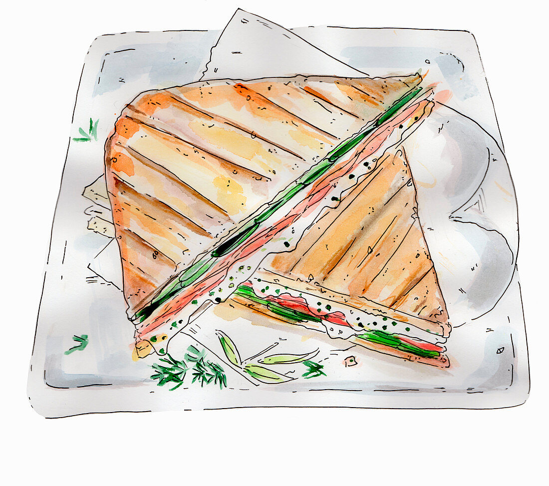 Lachssandwich (Illustration)