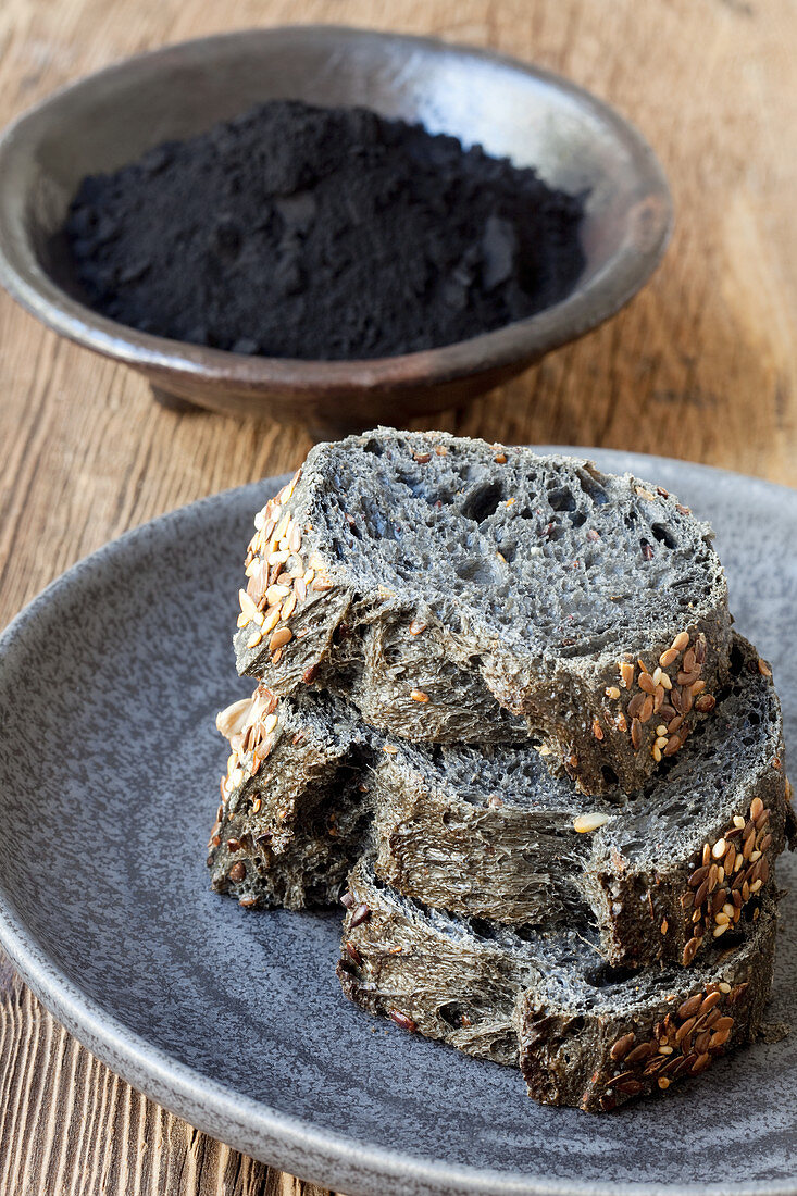 Black bread with activated charcoal