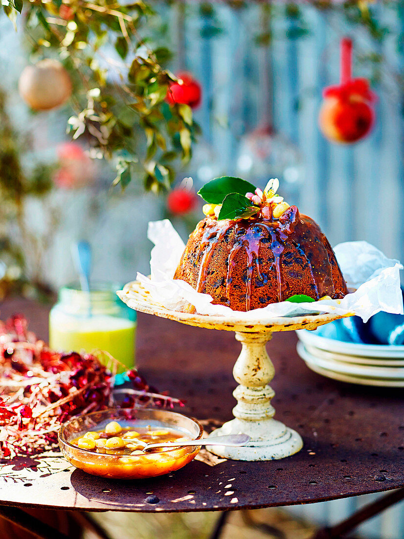 Macadamia and Fig Steamed pudding