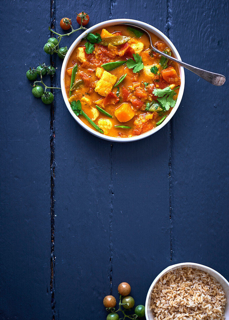 Tomaten-Süsskartoffel-Curry mit Kingklip-Fisch