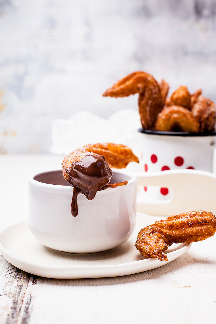 Spanish churros with hot chocolate