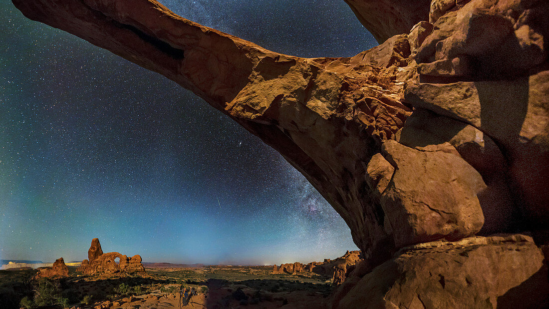 Moonlit night sky, Arches National Park, USA