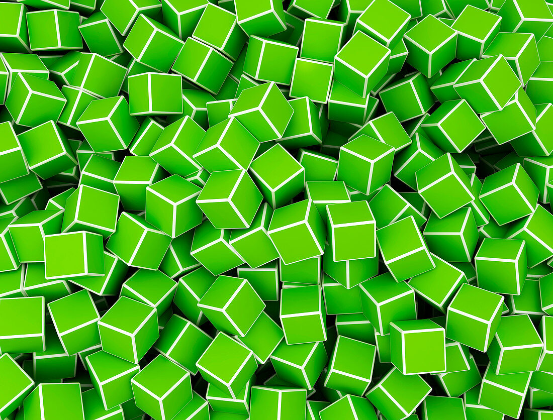 Green cubes, illustration
