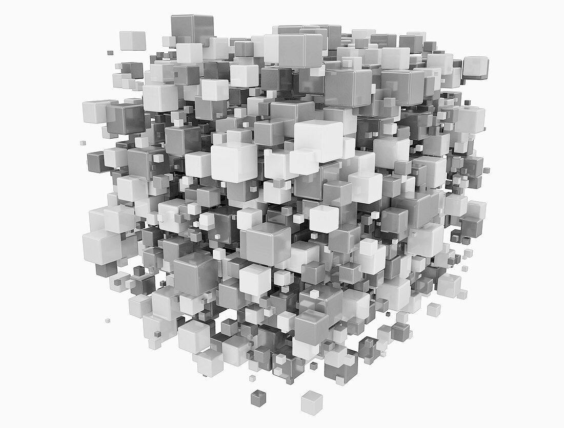 Grey and white cubes, illustration