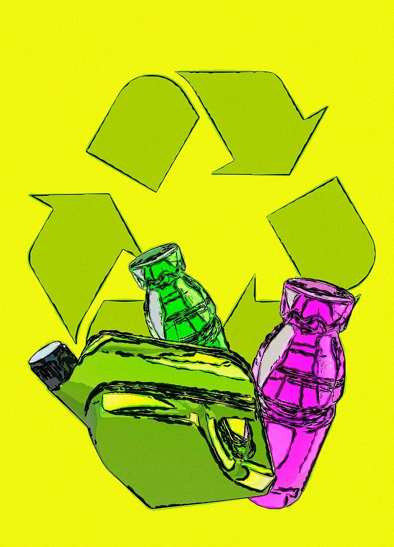 Plastic recycling, conceptual illustration