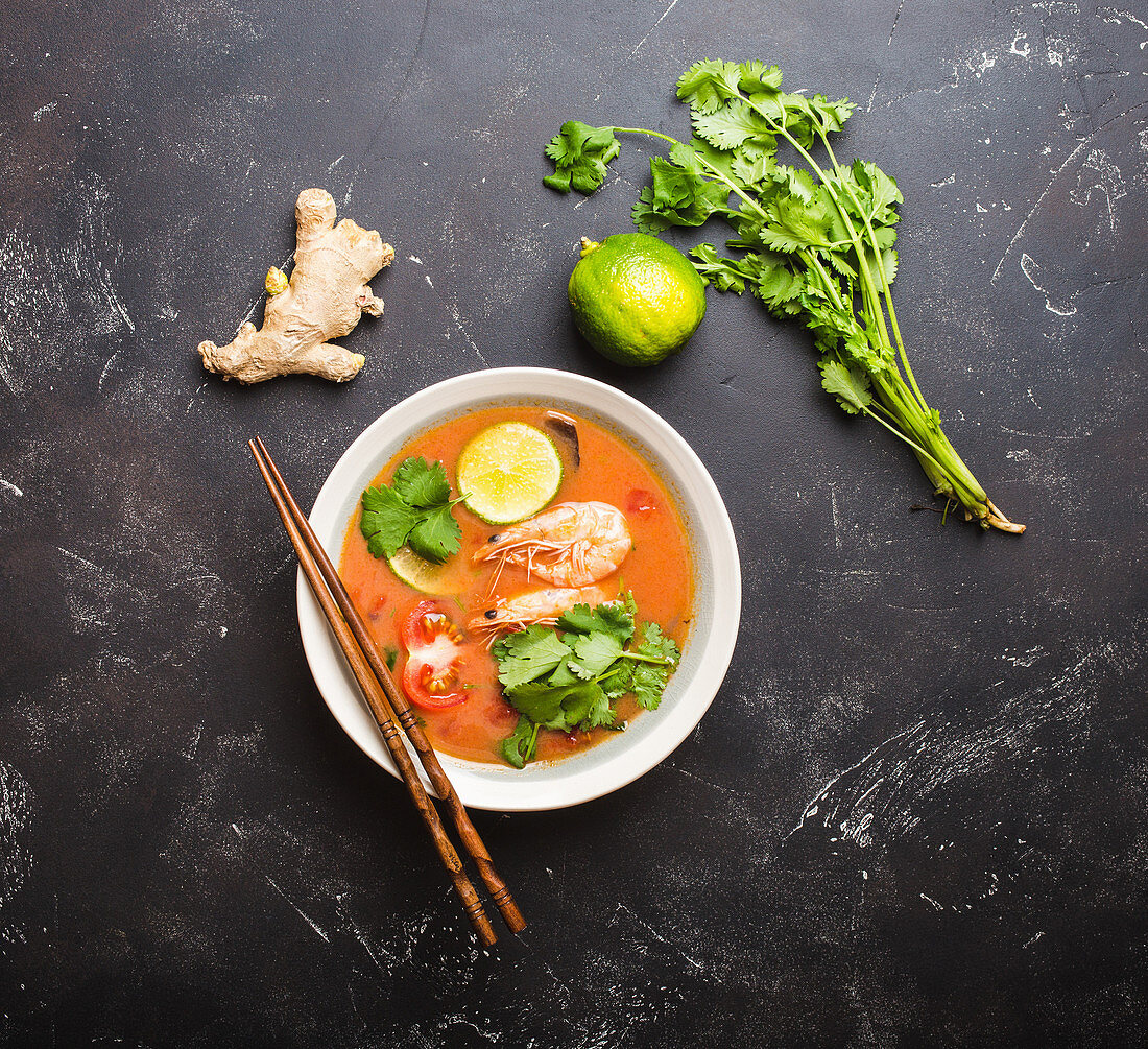 Tom Yum (soup with prawns, Thailand)