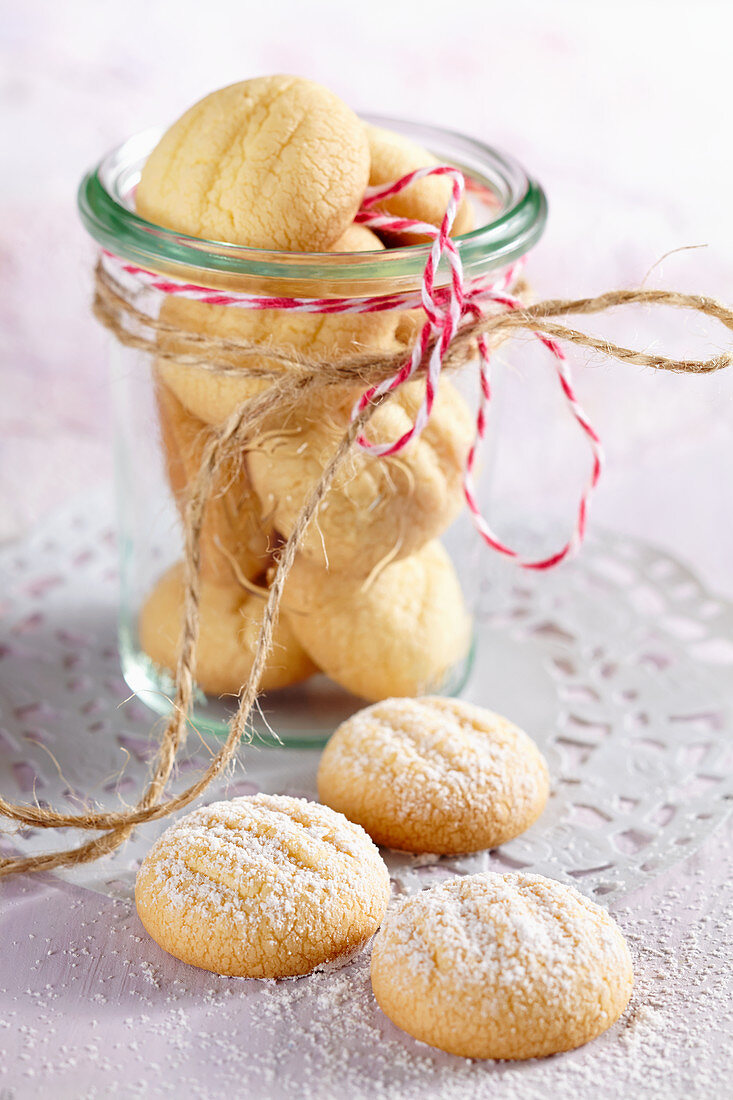 Lemon biscuits in a jar
