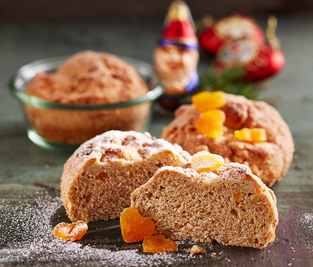 Small nut stollen cake baked in glasses