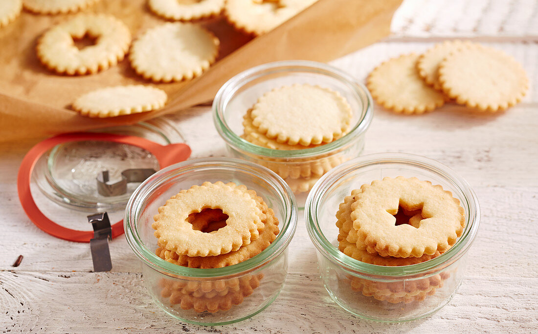 Butter biscuits from making Karlsbad lemon rings with redcurrant jelly