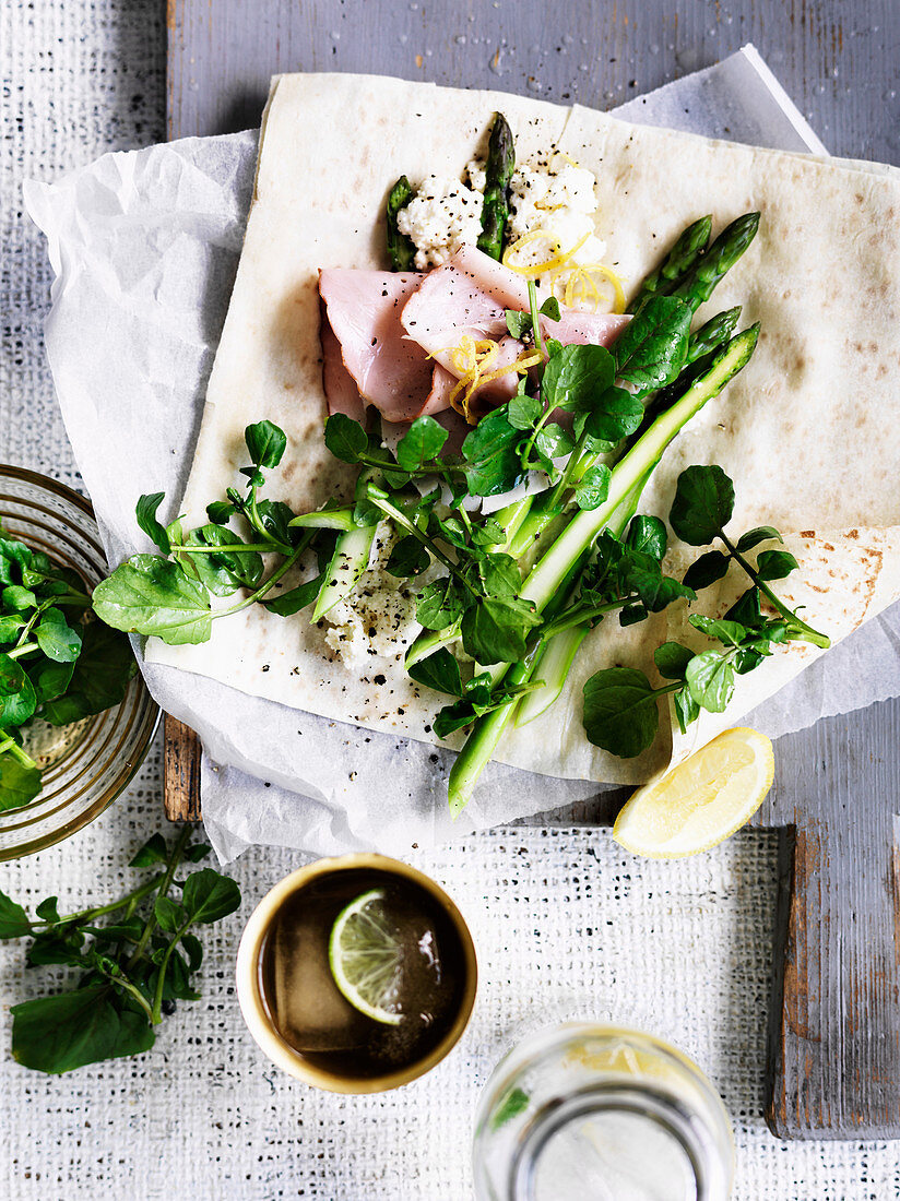 Ham Asparagus Lemon Ricotta Wrap