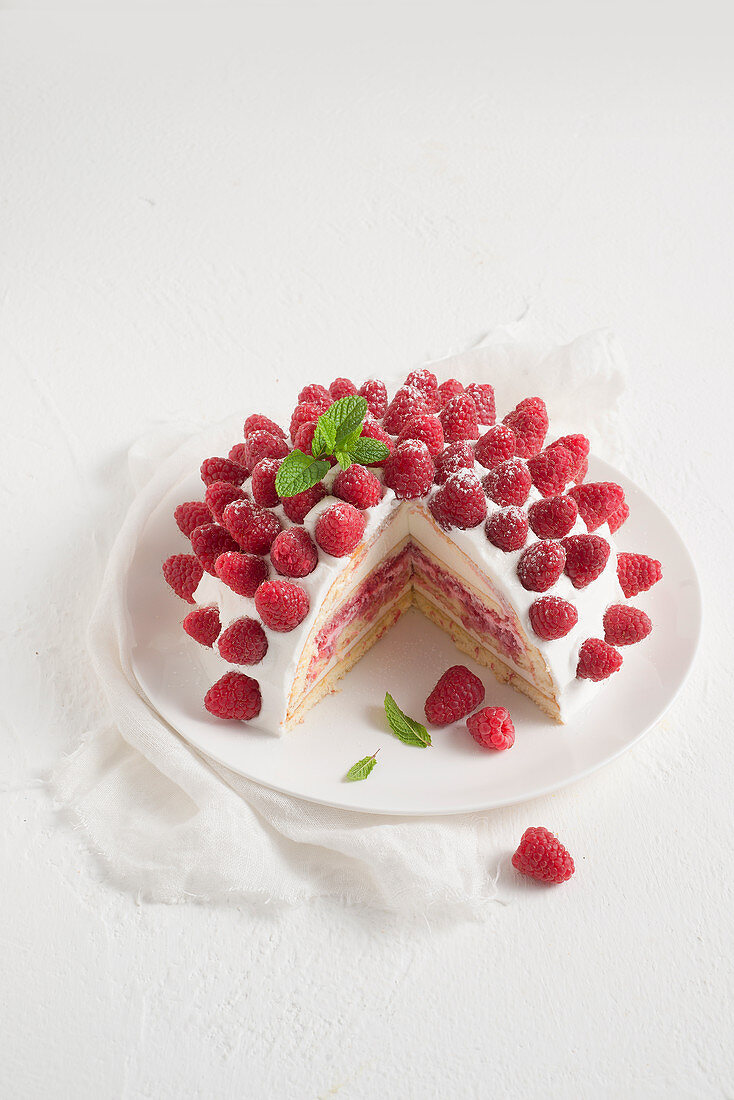 Himbeer-Zuccotto mit Sahne-Joghurtcreme