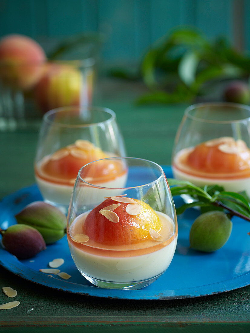 White Chocolate Cream with Poached Peaches