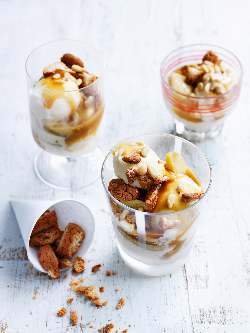 Salted Caramel and Apple Ice-Cream Sundaes