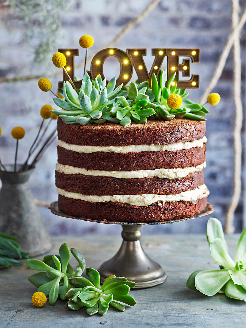 Coffee Mousse Layered Chocolate Naked Cake 'Love'