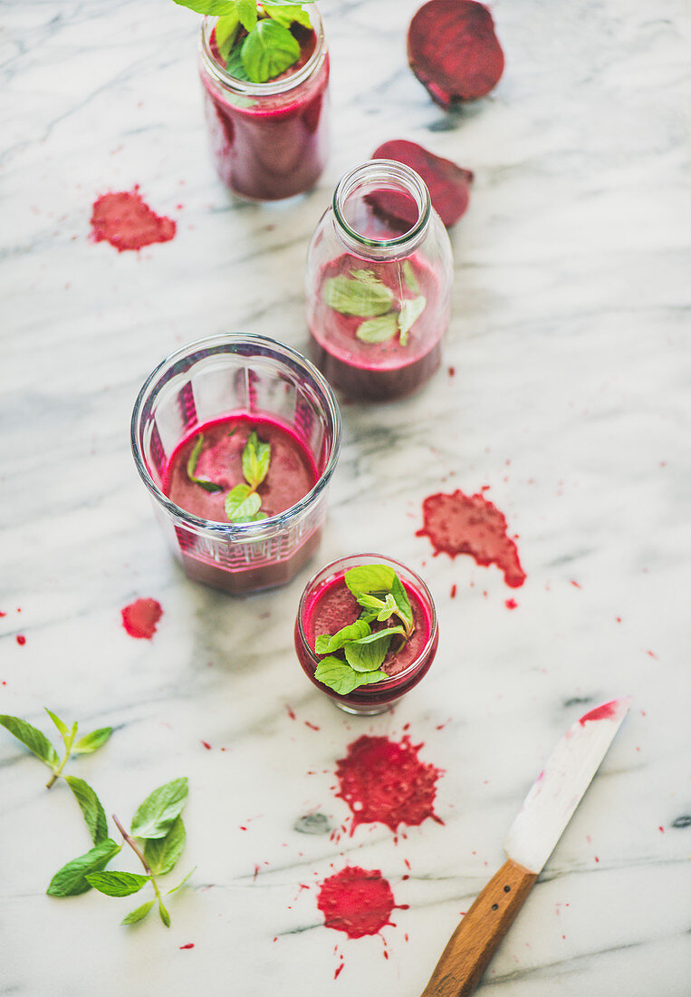 Fresh morning beetroot smoothie