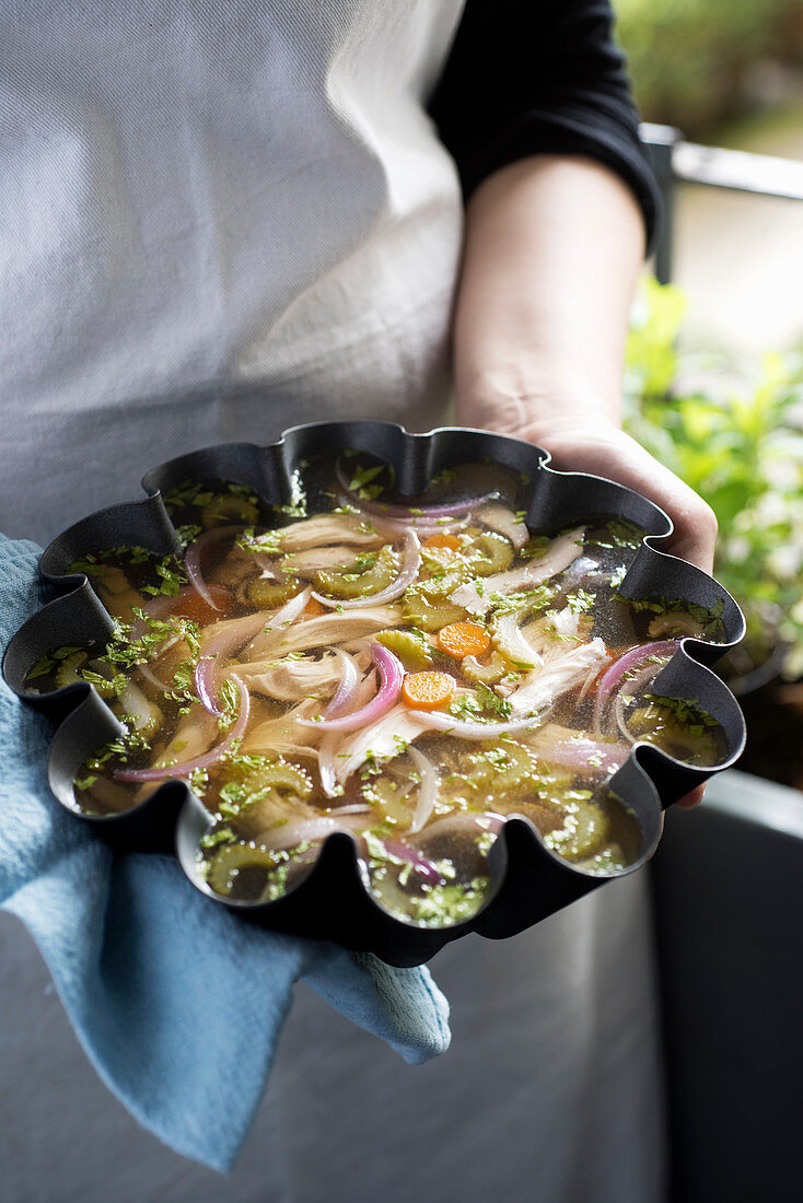 Chicken In Aspic With Carrots Celery License Images 12509386 Stockfood