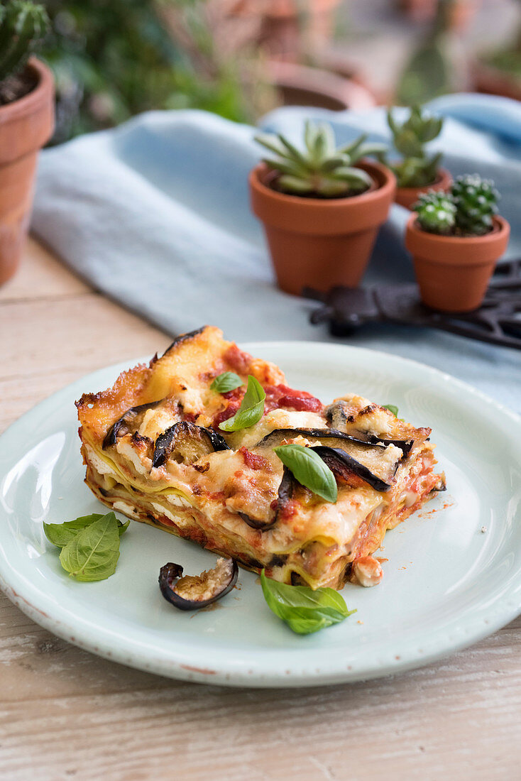 Lasagne alla parmigiana di melanzane (Lasagne mit Auberginen, Italien)