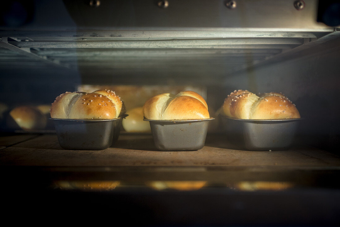 Brioche baking in the oven