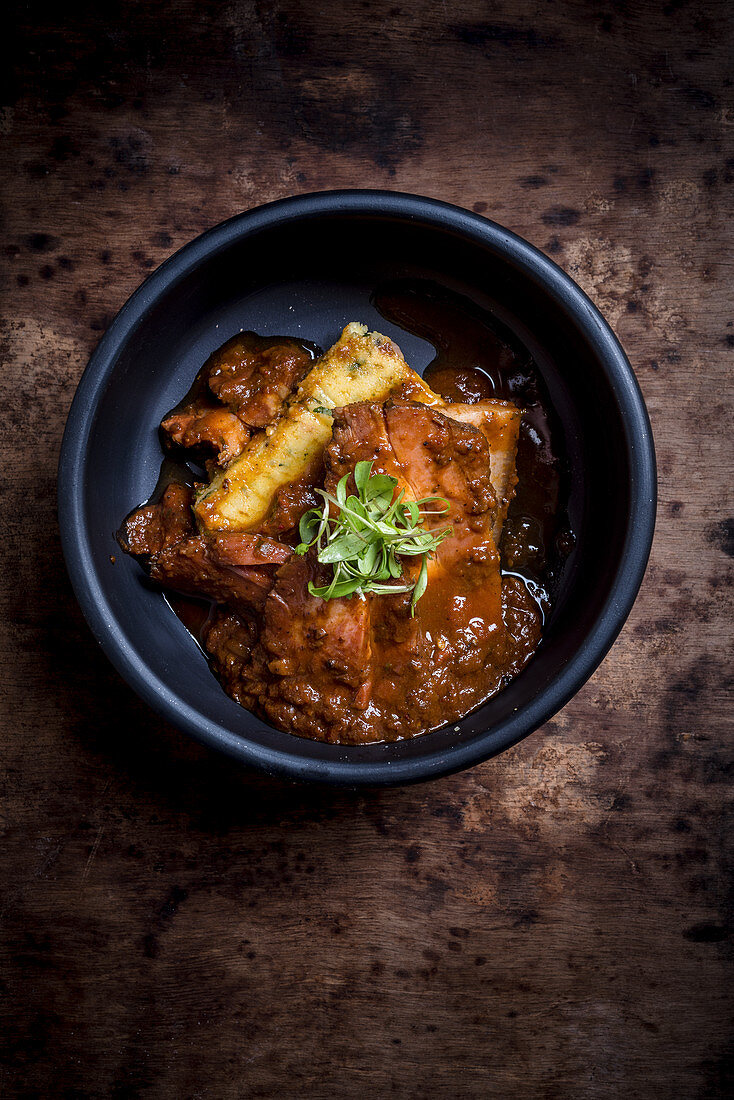 Belly of Pork Curry with Grilled Polenta