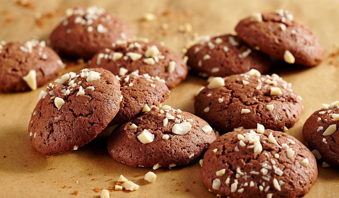 Chocolate biscuits with chopped nuts for Christmas