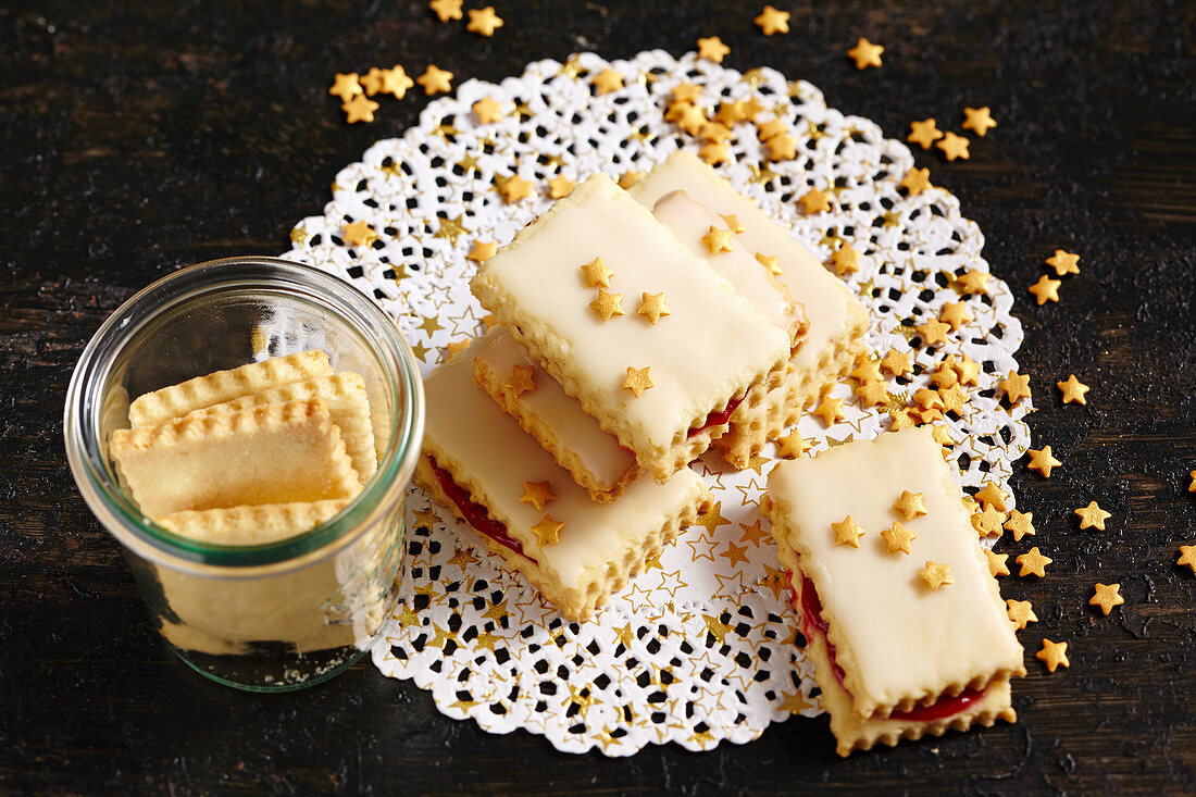 Christmas biscuits with icing and stars