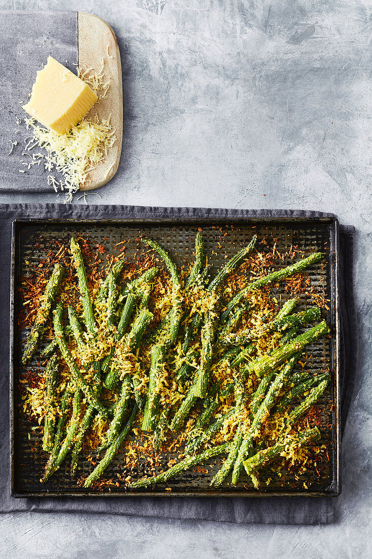 Crunchy parmesan asparagus and beans