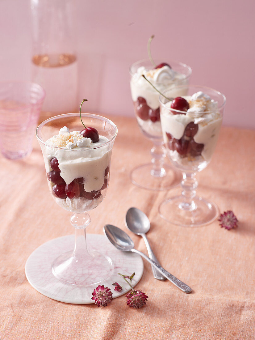 Summer Mess (cream and cherry desserts)