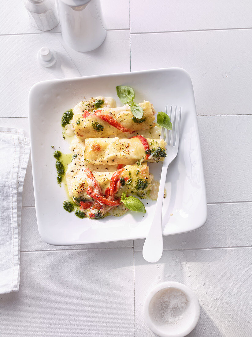 Cannelloni mit Ricotta-Paprika-Füllung