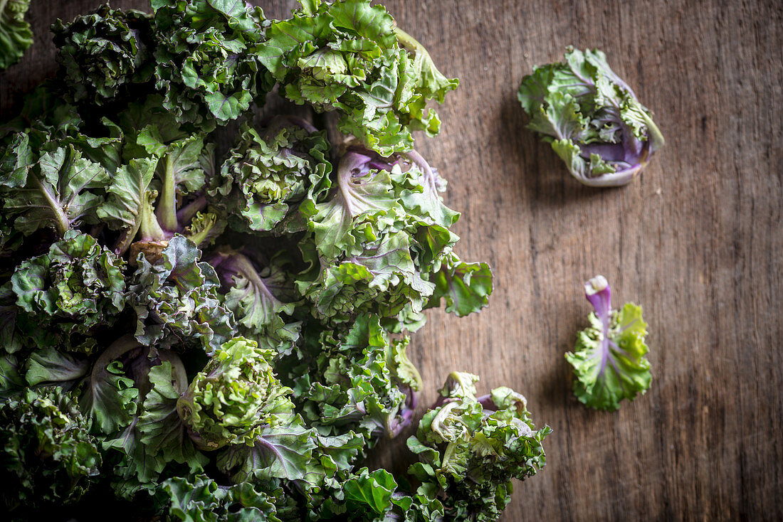 Kalettes on a wooden board