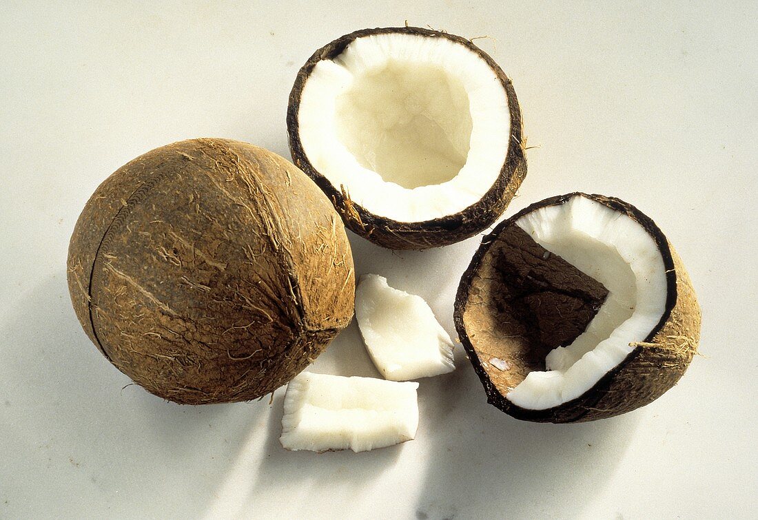 One Whole Coconut; One Halved Coconut